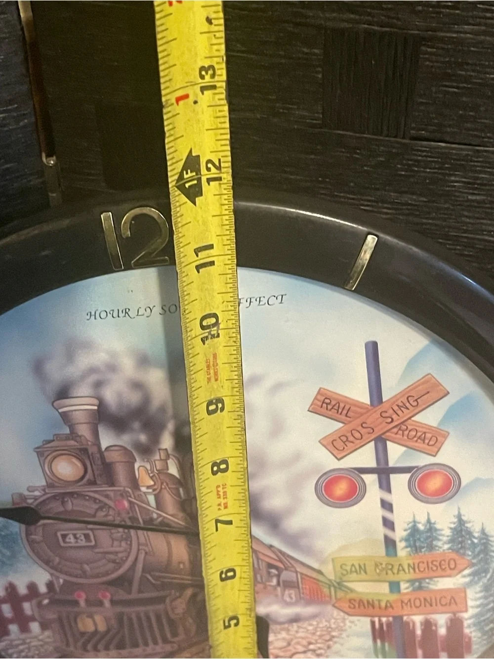 Vintage Train Wall Clock 11.5” Working Sound Railroad Crossing Steam Engine